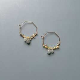 Milky Aquamarineのフープピアス　14Kgfの画像