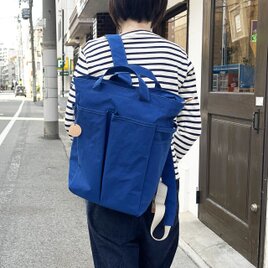 hike：ブルー（KONBU　撥水加工ナイロン素材リュック）＜受注製作＞の画像