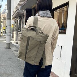 hike：カーキ（KONBU　撥水加工ナイロン素材リュック）＜受注製作＞の画像