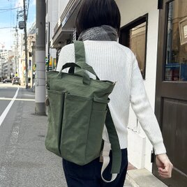 hike：オリーブ（KONBU　撥水加工ナイロン素材リュック）＜受注製作＞の画像