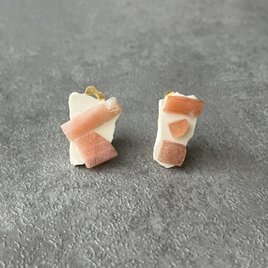 天然石イヤリング｜割れ感デザイン｜アシンメトリー｜#1