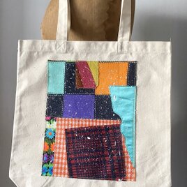 totebag /ヴィンテージファブリックのパッチワーク　トートバッグ■tf-376jの画像