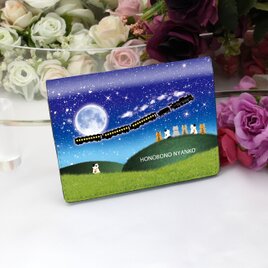 定期入れ/パス入れ/名刺入れ  カードケース 【ほのぼのにゃんこ銀河鉄道】（名入れ可）の画像