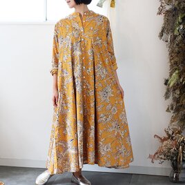 スクリーンプリント前開きシャツワンピース【トロピカルイエロー】の画像