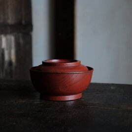 時代物◆赤で素敵。漆芸蓋付碗　欅　漆器　骨董・antiqures 丁寧な暮らしに。明治〜大正期 i2の画像