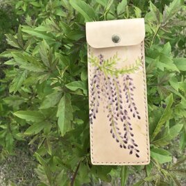 本革　花　藤　ペンケースの画像