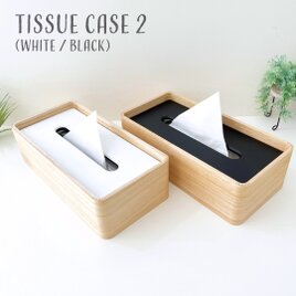 KATOMOKU 桐のティッシュケース2 ホワイト /ブラック km-122WB 収納 木製 インテリアの画像