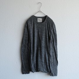 リネンニット mens/L 長袖プルオーバー（チャコール）の画像