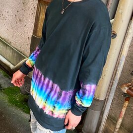 タイダイ 長袖Ｔシャツ XXLサイズ ブラック×レインボー HIPPIES DYE HD24-11の画像
