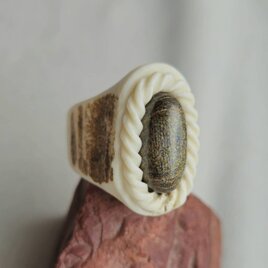 鹿の角 虹彩珊瑚のリング(約)17.5号の画像