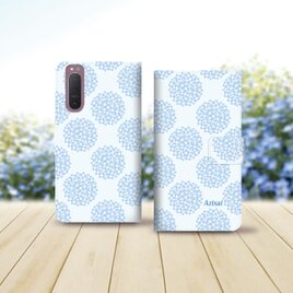 Android シンプル手帳型スマホケース（カメラ穴あり/はめ込みタイプ）【あじさい】の画像