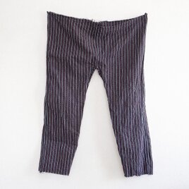ジャパンヴィンテージ もんぺパンツ 縞模様の木綿作業着野良着 ウエスト裾カット仕様 スタイリングやリメイクに最適の画像