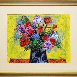 「Flowers」(NO.2515) 6号F ケント紙にアクリル絵の具 送料無料 画像をクリックすると全面画像になりますの画像