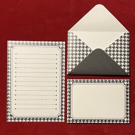 千鳥格子柄黒　ミニレターセットの画像