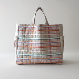 ribbon de check tote [beige]の画像