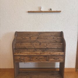 ドロワー付絵本棚　マガジンラック　◽︎アイアン仕様　*エボニー W850の画像