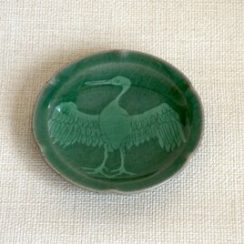 輪花皿（青磁 鳥b）