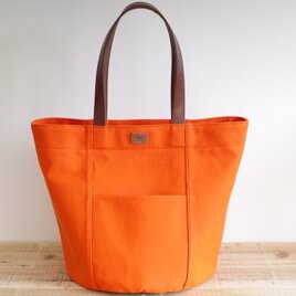 丸底トートバッグ　レザーハンドル　キャロットの画像