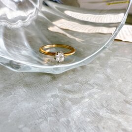R395-ヴィンテージリング U.S.A. 14KTGE Gold and Silver Tone Cubic Zirconiaの画像