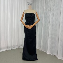 パーティードレス ブラック マーメイドライン ビスチェタイプ スリット ロング 前撮り 二次会の画像