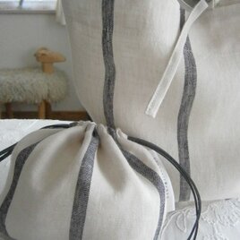 StripeLinen tote＆pouchの画像