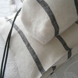 StripeLinen tote＆pouchの画像