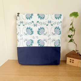 保温保冷シート付きファスナーポーチ（北欧調・小鳥）アイスリング入れにもの画像