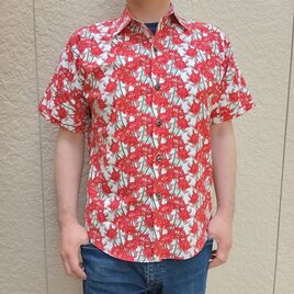 半袖和柄シャツ（彼岸花）の画像