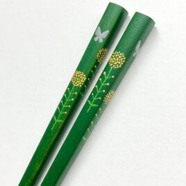 緑色漆の摺り漆箸 〈漆絵・菜の花に蝶〉の画像