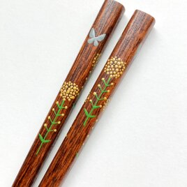 摺り漆の箸 〈漆絵・菜の花に蝶〉の画像