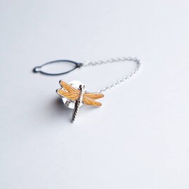 とんぼ 【Orange】 七宝焼のタイタック ラペルピン  ピンバッジ 丹銅胎七宝の画像