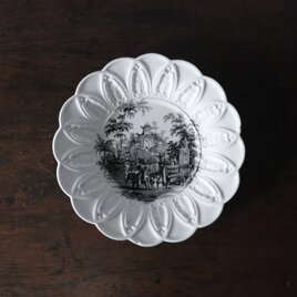David Johnston Bordeaux ボルドー 花の形 グリザイユ皿 フランス アンティーク 0502180の画像