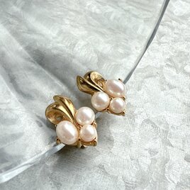 YR3-【RICHELIEU】リシュリュー・ ヴィンテージイヤリング U.S.A. Gold Tone Faux Pearlの画像