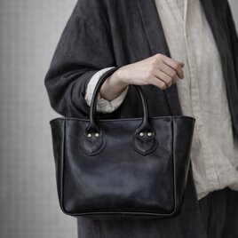 本革 トートバッグ スモールキャリーオールバッグ スモーキーブラック 2way 牛革 軽量