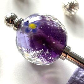かんざし　バイオレットフィズのとんぼ玉　紫　パープル　一本挿し　一本簪　洋風　涼しげ　夏　シルバーの画像