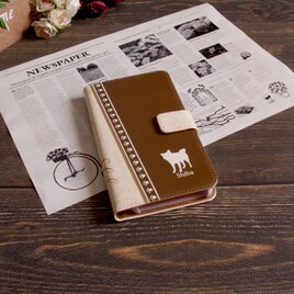 Android シンプル手帳型スマホケース（カメラ穴あり/はめ込みタイプ）【アイラブ・柴犬（Shiba）】の画像