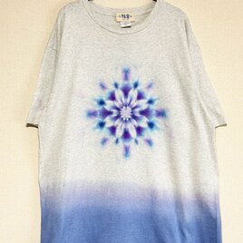 タイダイ Tシャツ XLサイズ 曼荼羅 ヘザーグレー ブルー段染め Hippies Dye HD24-16の画像