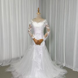 フランス風 ウエディングドレス マーメイドライン トップス ベアトップ 贅沢な総レース 結婚式の画像
