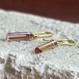 K24 Pure Gold+Red Spinell◆純金レッドスピネル スタッドピアスのコピーの画像