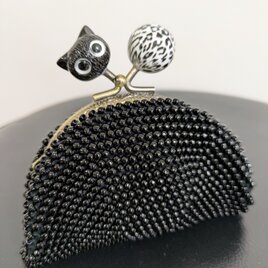 18*ビーズがま口☆コインケース☆黒猫☆ブラックの画像