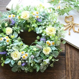 ハロウィン2wayミニパンプキンの秋リース ゴースト付き玄関飾り