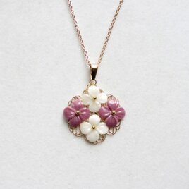 【受注製作】クレイアート　紫陽花のペンダント〈たわむれ〉の画像