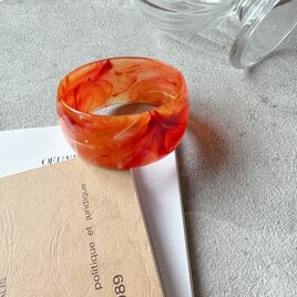 B144-ヴィンテージバングル U.S.A. 1960s Orange Marble Acrylicの画像