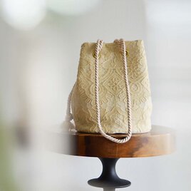 数量限定！チュール刺繍レース 　2wayポシェットマリンバッグ　ミルクティー　ミニショルダーの画像