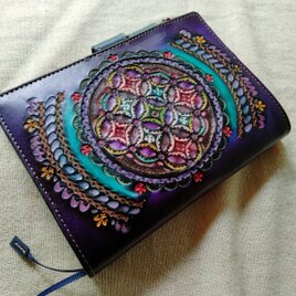 ほぼ日手帳対応　牛革文庫サイズ手帳カバー　刻印＆拭き染め　の画像