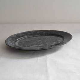 ワイドリム23楕円黒土ムラサキ貫入