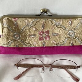 インド刺繍　がま口メガネ、ペンケース２の画像