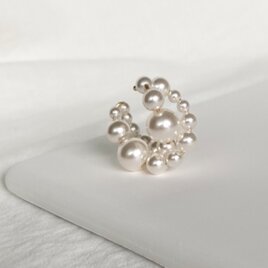 Cross Pearl  Large  イヤーカフ　パール　クリスタルパールの画像