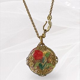 チェコガラス ネックレス 〜チューリップ〜 JBBフラワーフック マンテル サージカルステンレス