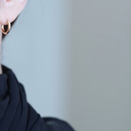 【送料無料】K18 ゴールドフープピアス 13mm×2mm ペア　の画像